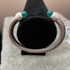 David Yurman Green Onyx Diamond Cable Bracelet